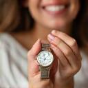 Maria smiling with gift watch